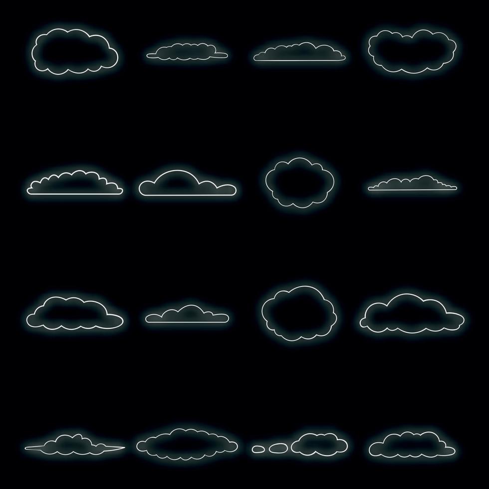 Clouds icons set vector neon