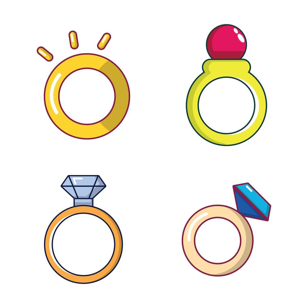 Ring icon set, cartoon style vector