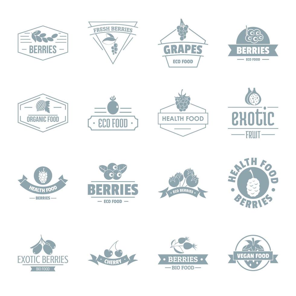Berries logo icons set, simple style vector