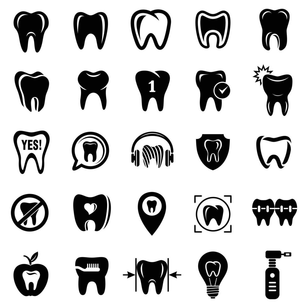 logotipo de diente conjunto de iconos de clínica dental, estilo simple vector