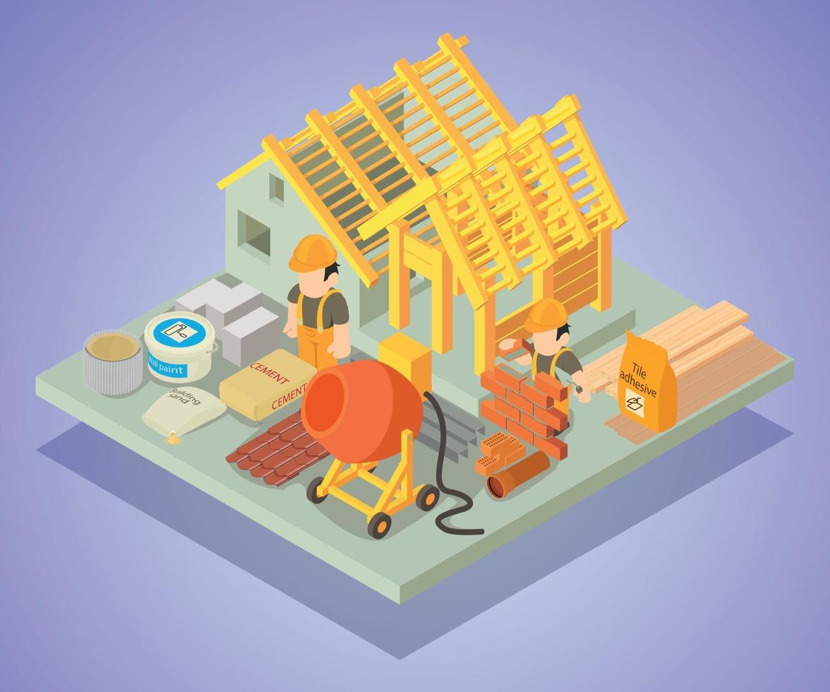 Structural repair concept banner, isometric style vector