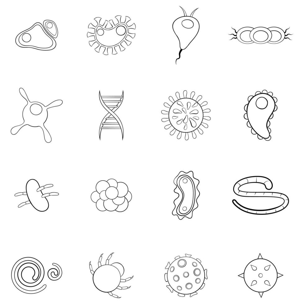 Virus icon set outline vector