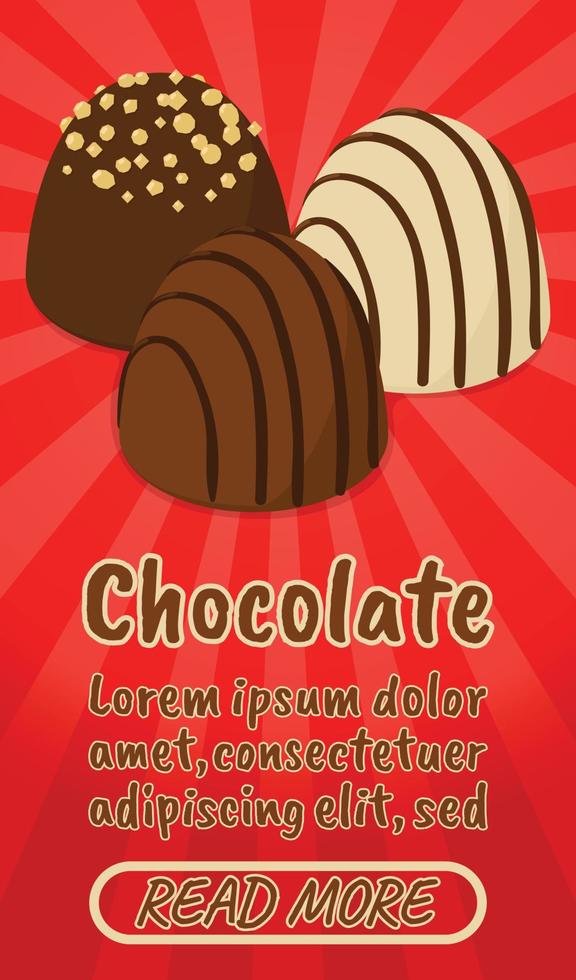 banner de concepto de chocolate, estilo isométrico de cómics vector