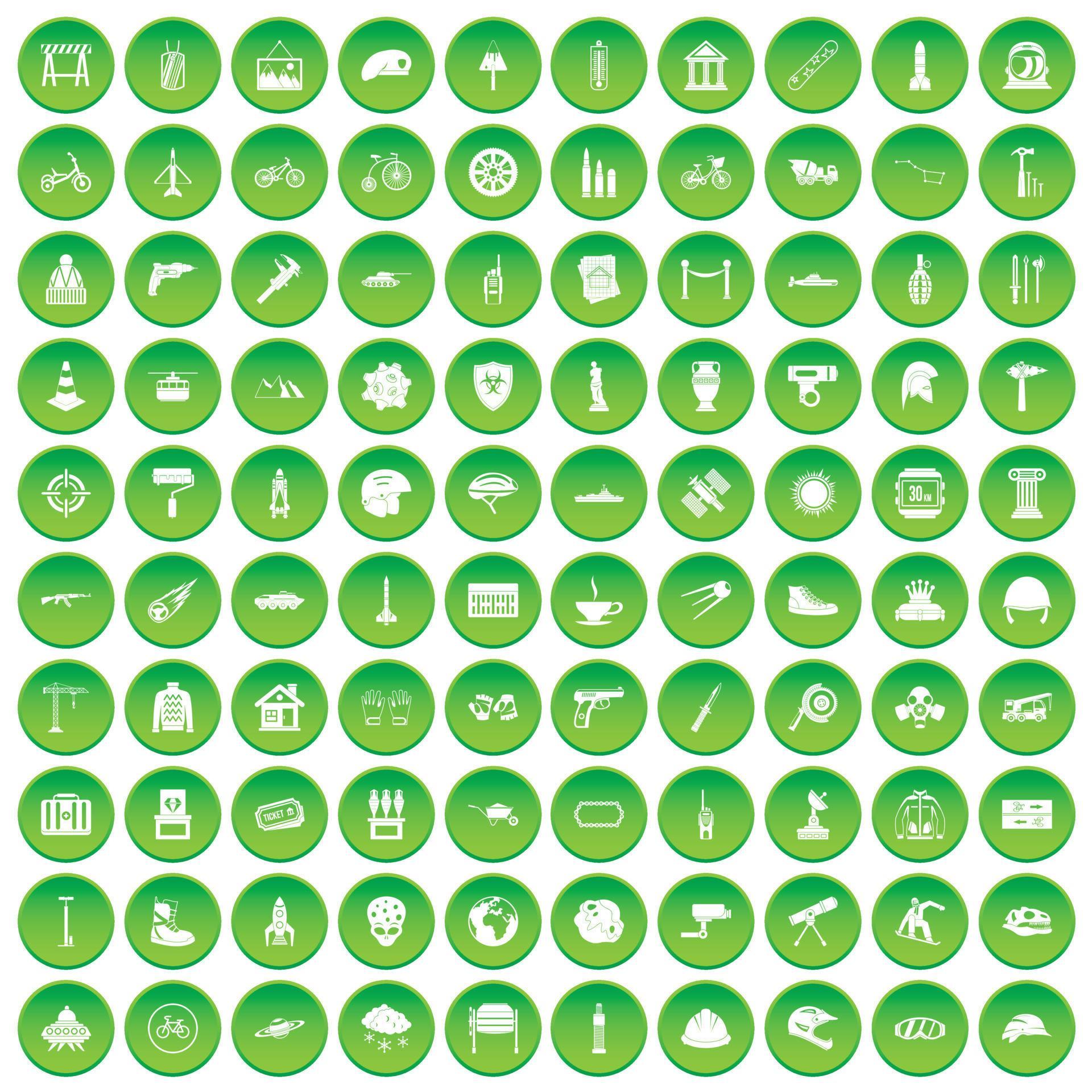 100 helmet icons set green circle 8552271 Vector Art at Vecteezy