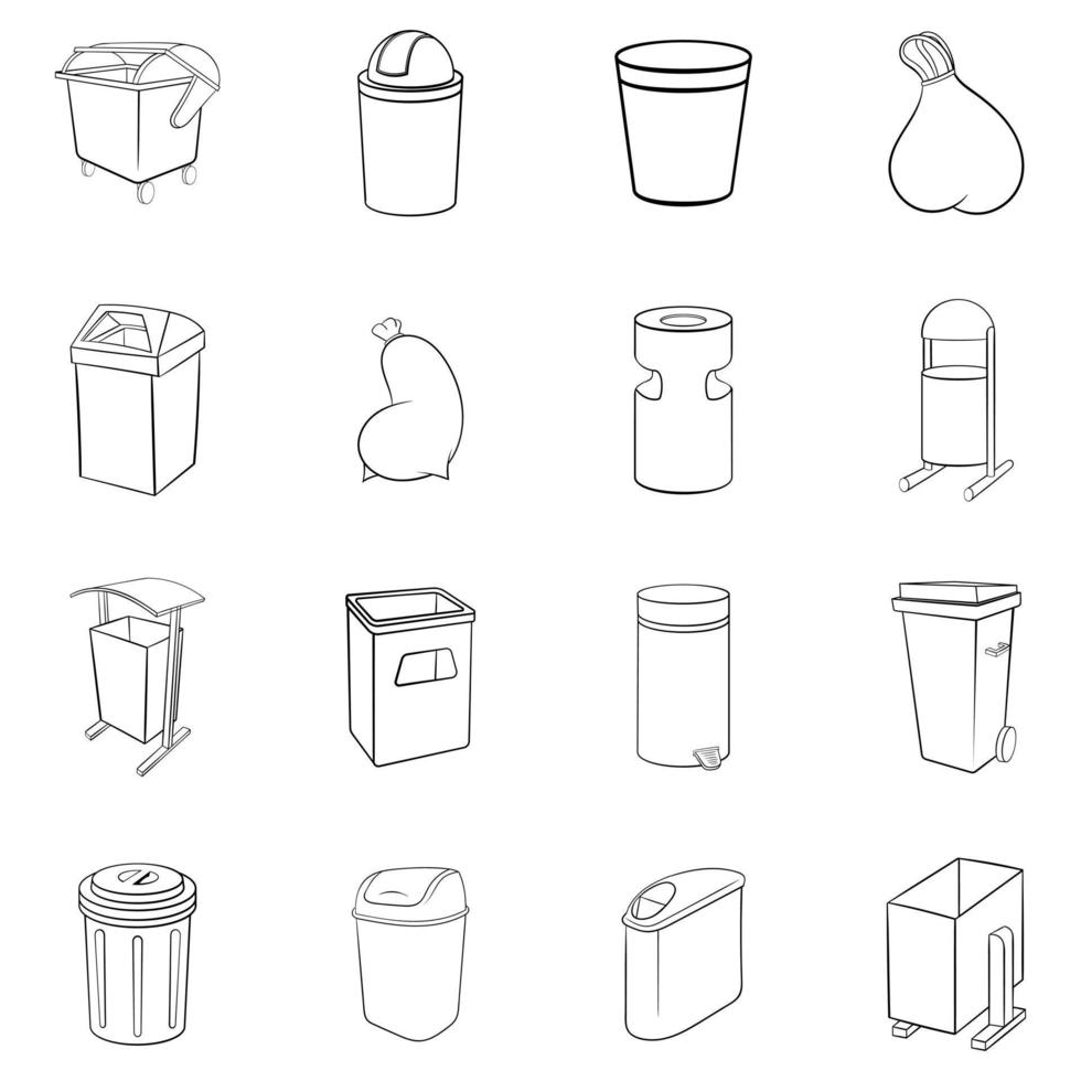 Trashcan icons set vector outline