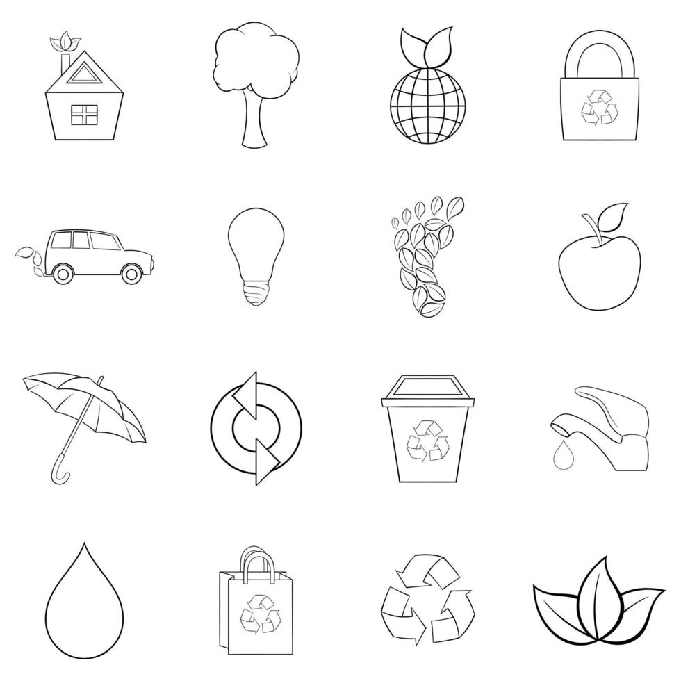Nature icon set outline vector