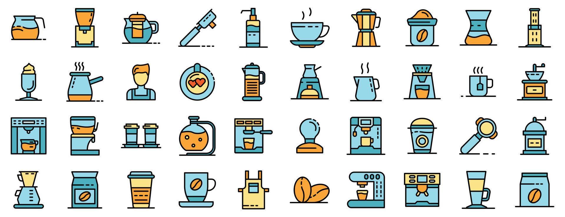 iconos de barista establecer vector plano