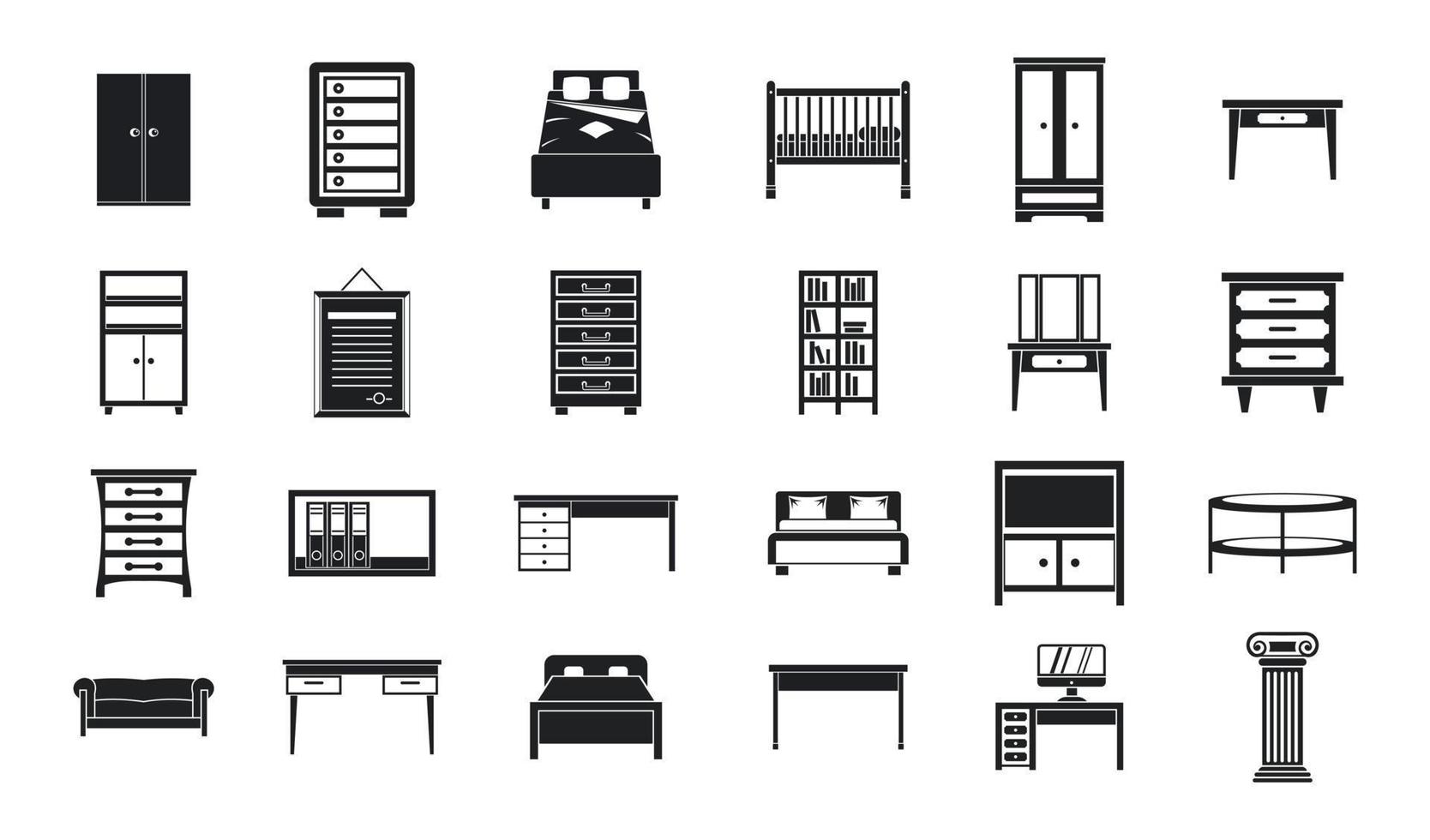 conjunto de iconos de muebles, estilo simple vector