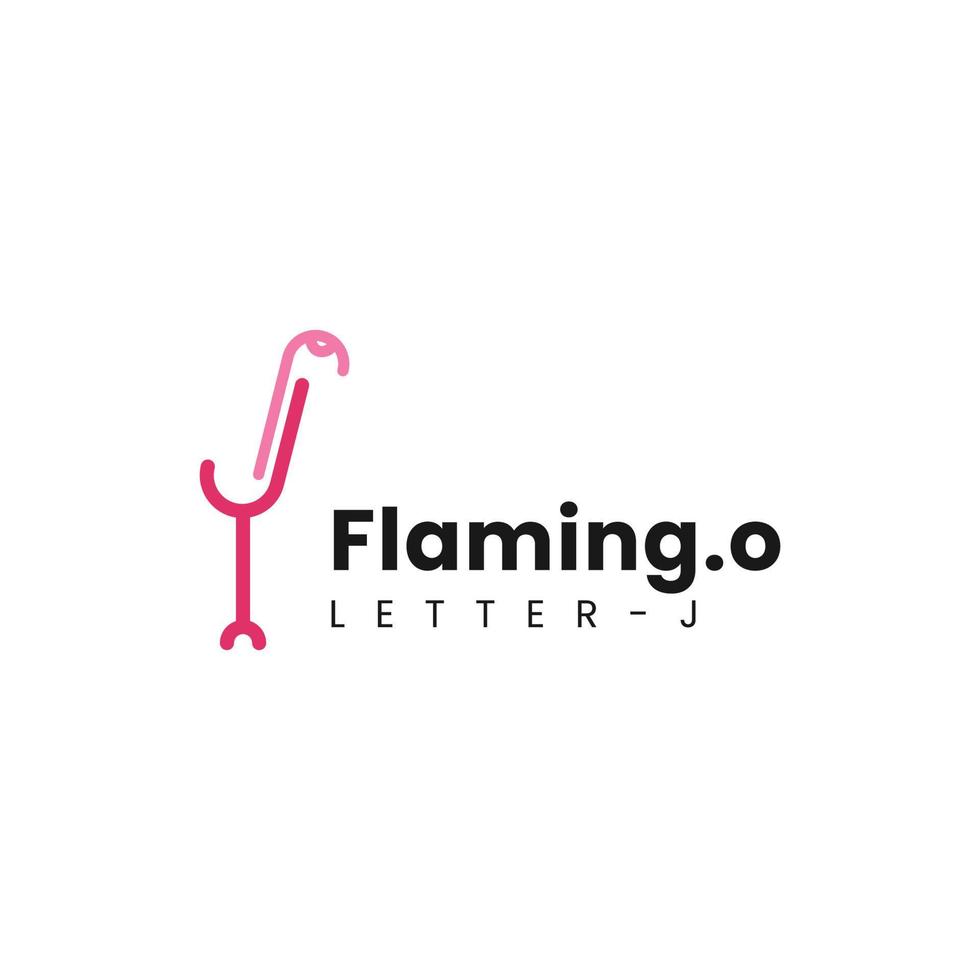 Flamingo Letter J logo. logo design of two J's forming a flamingo bird vector