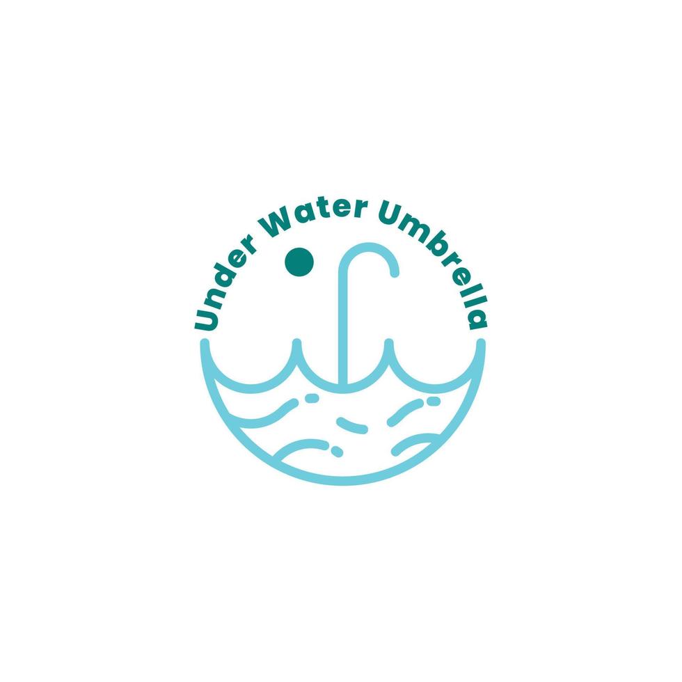 logotipo de paraguas de agua. logo simple con tema de agua, playa y mar vector