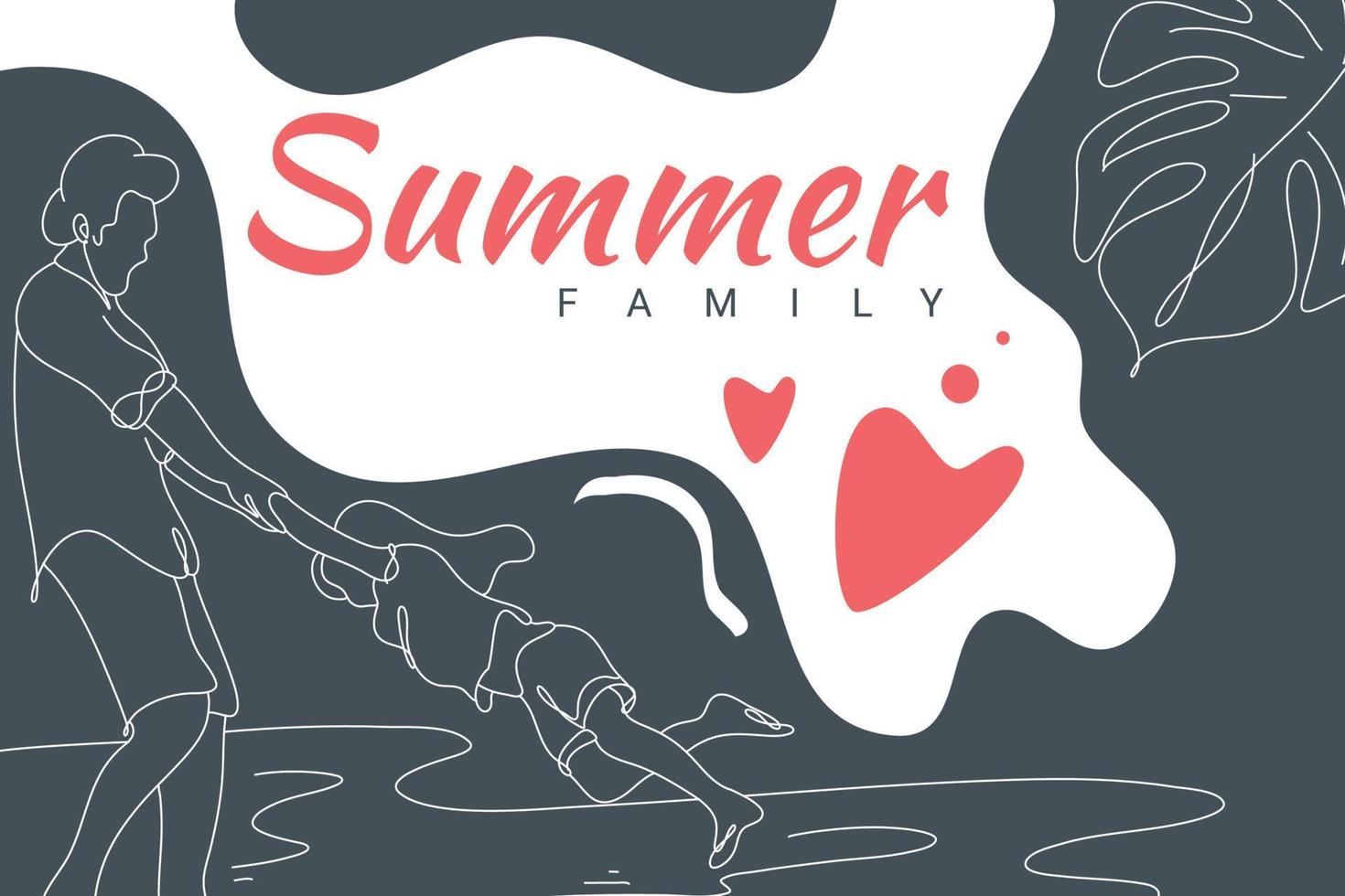 Summer Family Flat Illustration abstract background line art. Sales promotion material. perfect for social media banner design, poster, email, newsletter, advertisement, placard, brochure, web vector