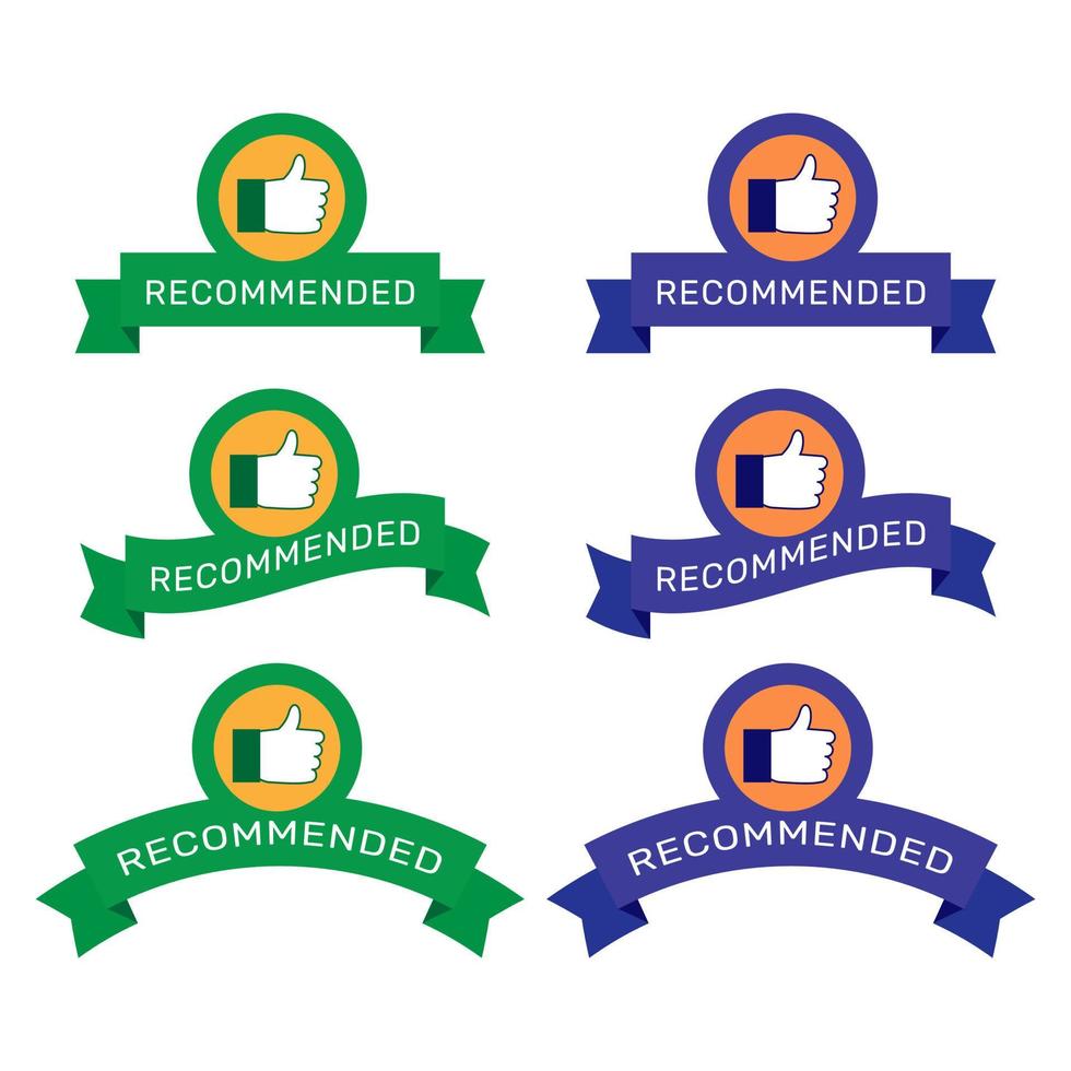 Collection of recommended banner with thumbs up. - Vector. vector
