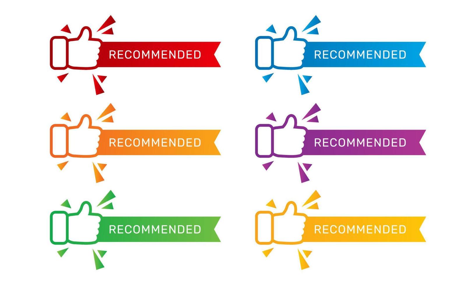 Collection of recommended banner with thumbs up. - Vector. vector