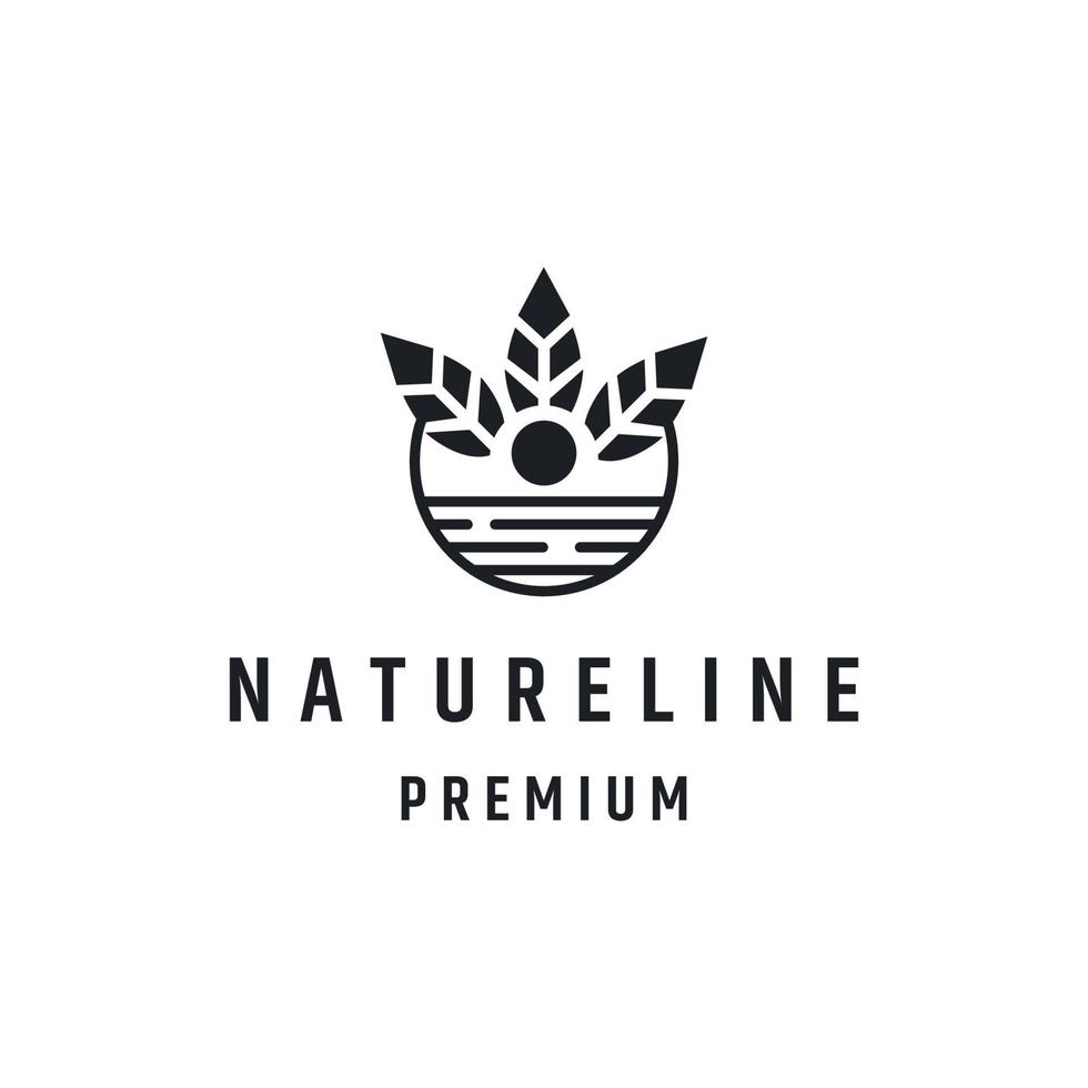 Nature Line Logo design with Line Art On White Backround vector