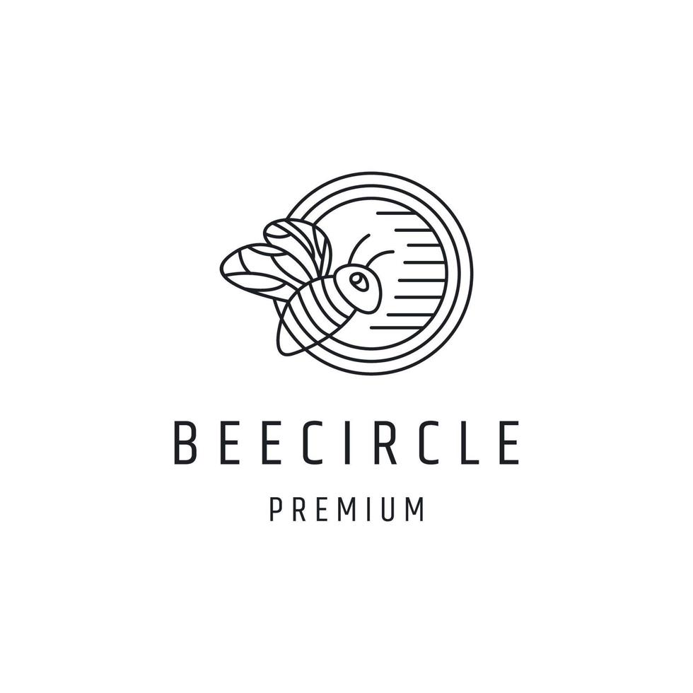 Bee Circle Logo design with Line Art On White Backround vector