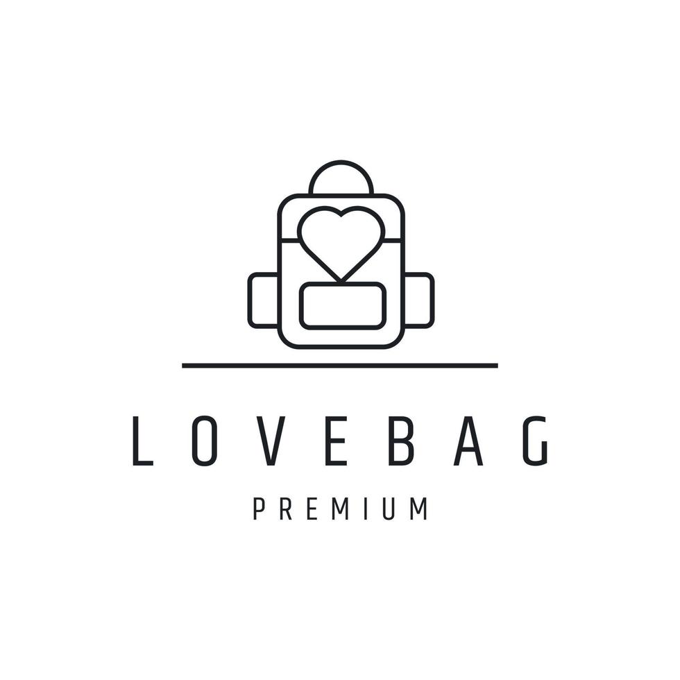 Love Bag Logo design with Line Art On White Backround vector