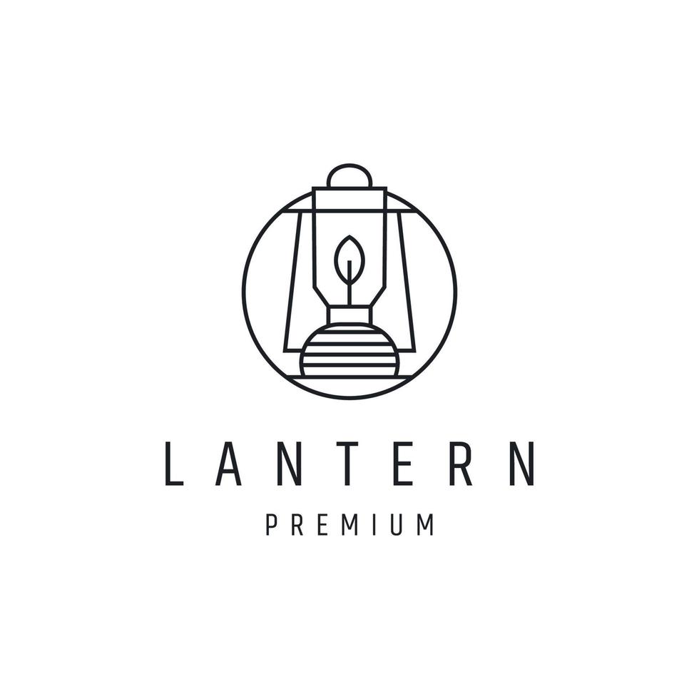 Lantern Logo design with Line Art On White Backround vector