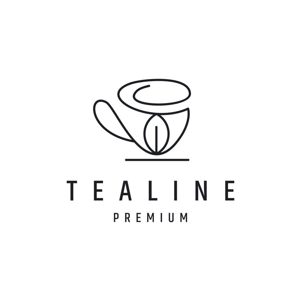 icono de estilo lineal de ilustración de vector de logotipo de té en fondo blanco