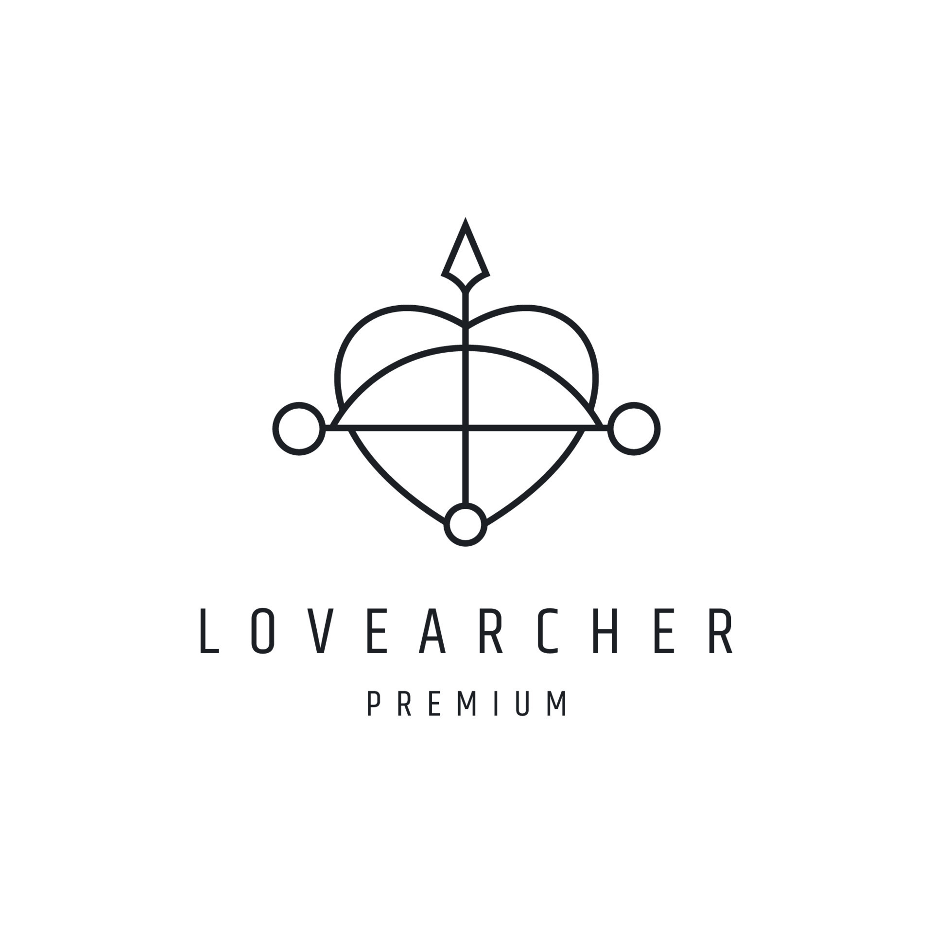 Love Archer Logo Design simple linear style icon on white backround ...