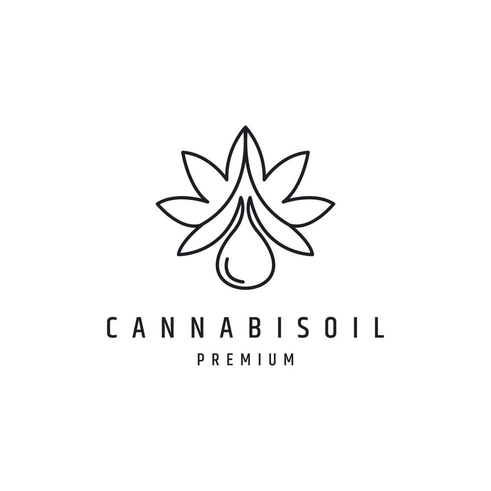 Cannabis oil drop logo design linear style on white backround vector