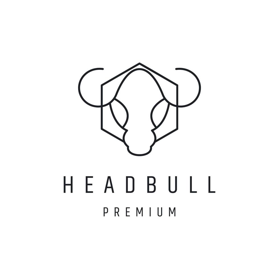 Bull Cow Angus Cattle Head Vector Icon Logo Template linear style icon in white backround