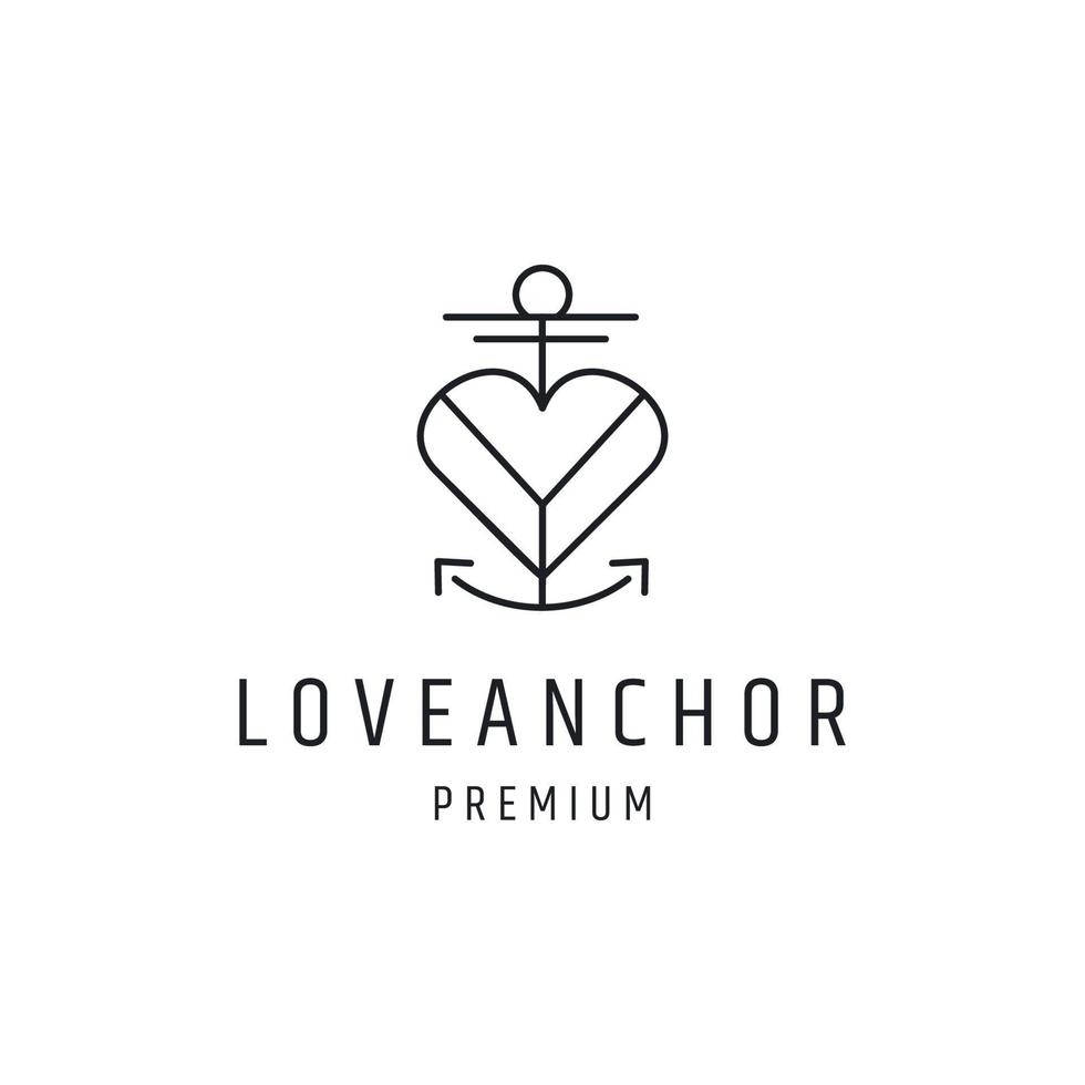 diseño de logotipo de ancla de amor con arte de línea sobre fondo blanco vector