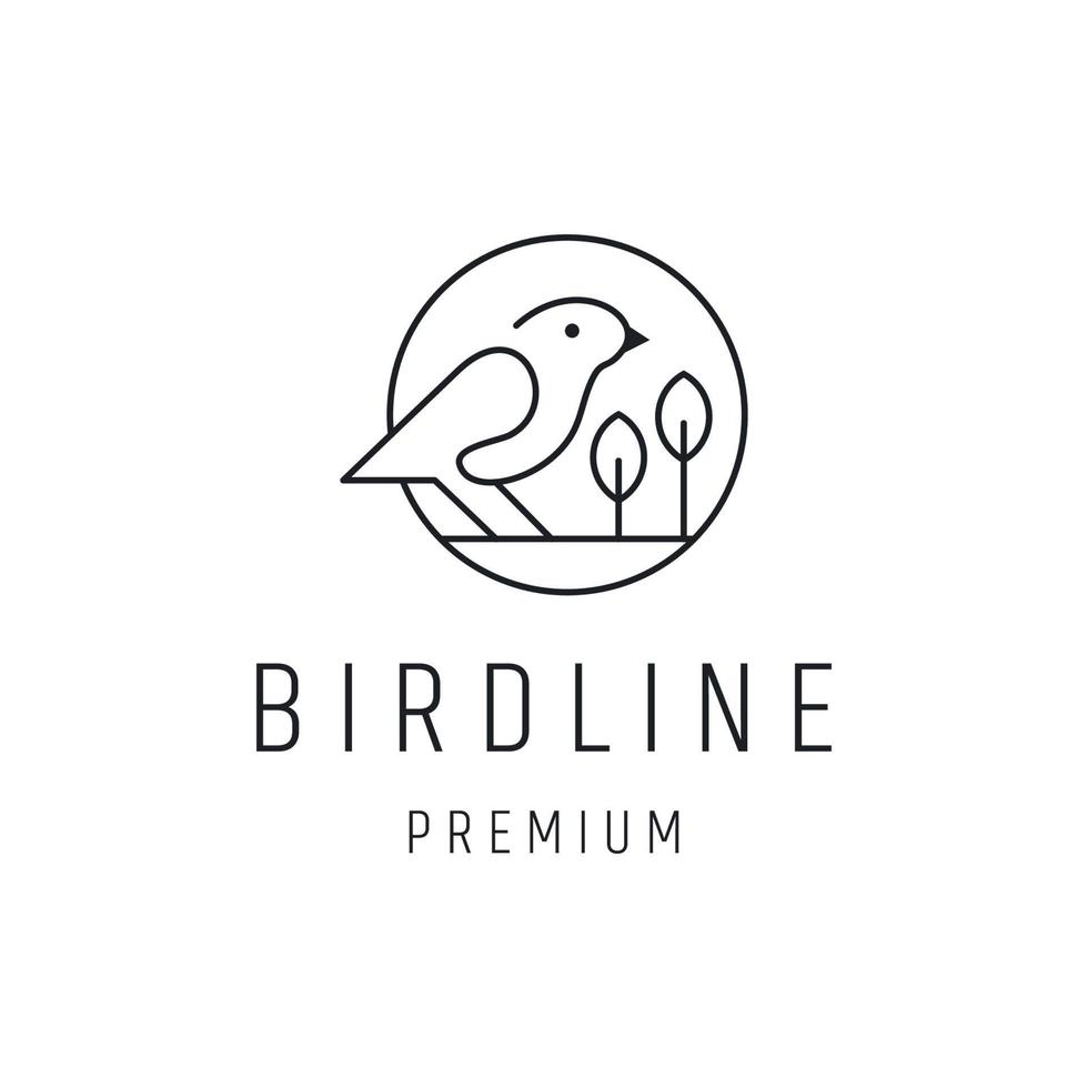 diseño de logotipo de pájaro con arte lineal sobre fondo blanco vector