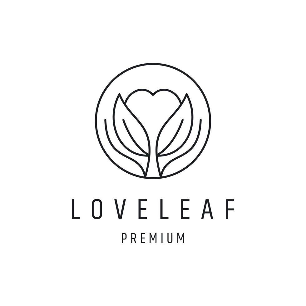 Love Leaf logo linear style icon on white backround vector