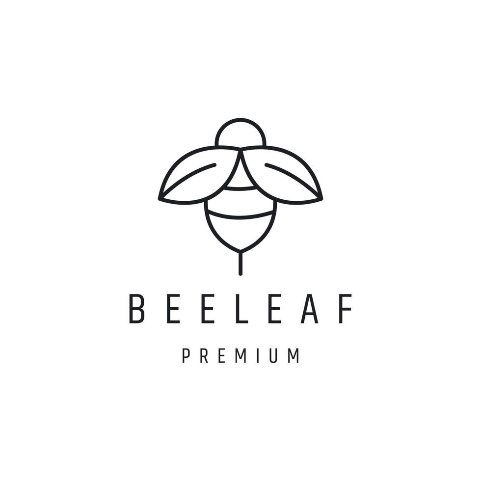creative beetle logo with design leaf linear style icon in white backround vector