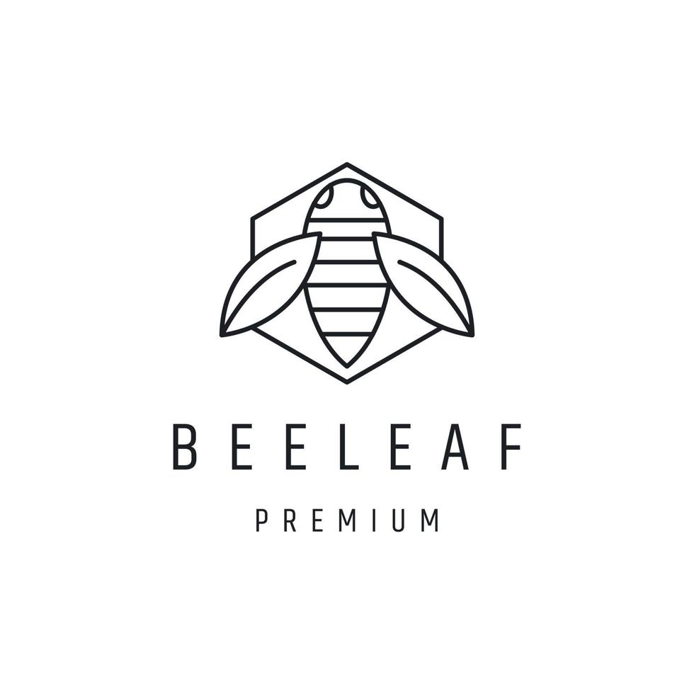 creative beetle logo with design leaf linear style icon in white backround vector