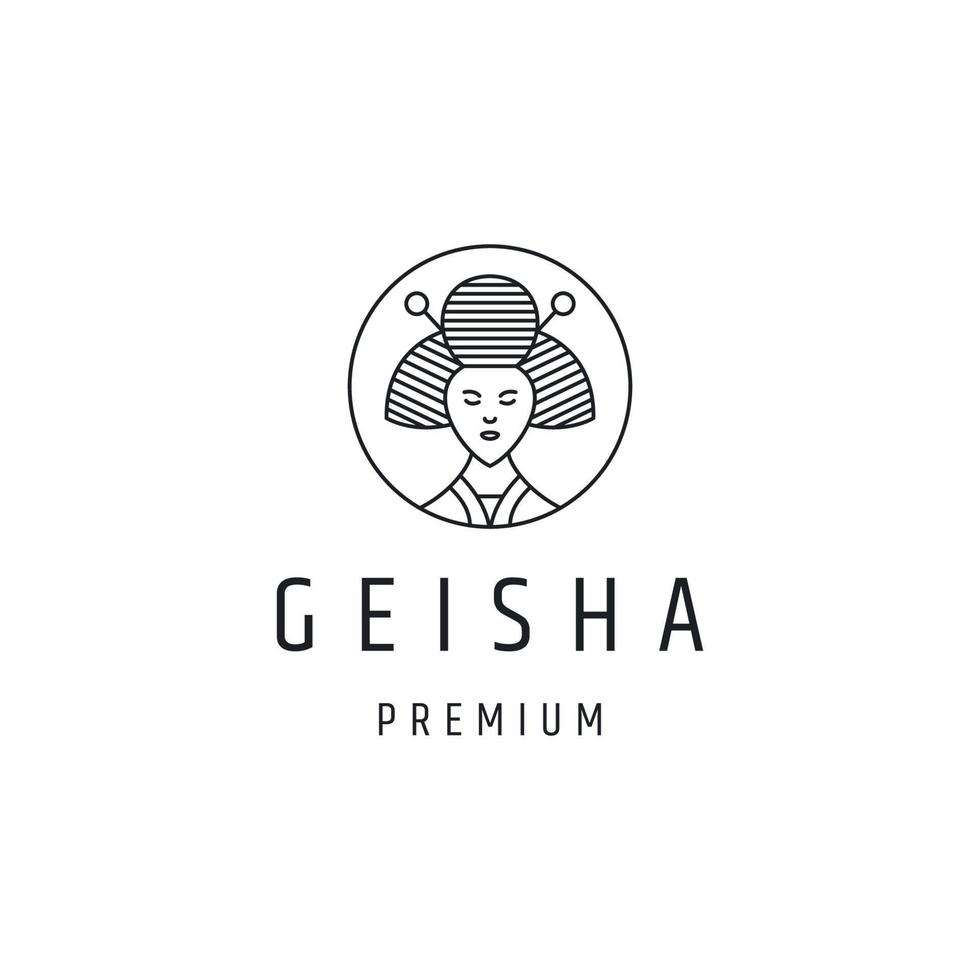 Geisha Logo design with Line Art On White Backround vector