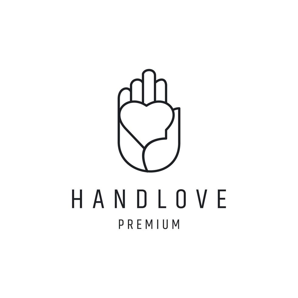 Hand Love Logo design with Line Art On White Backround vector