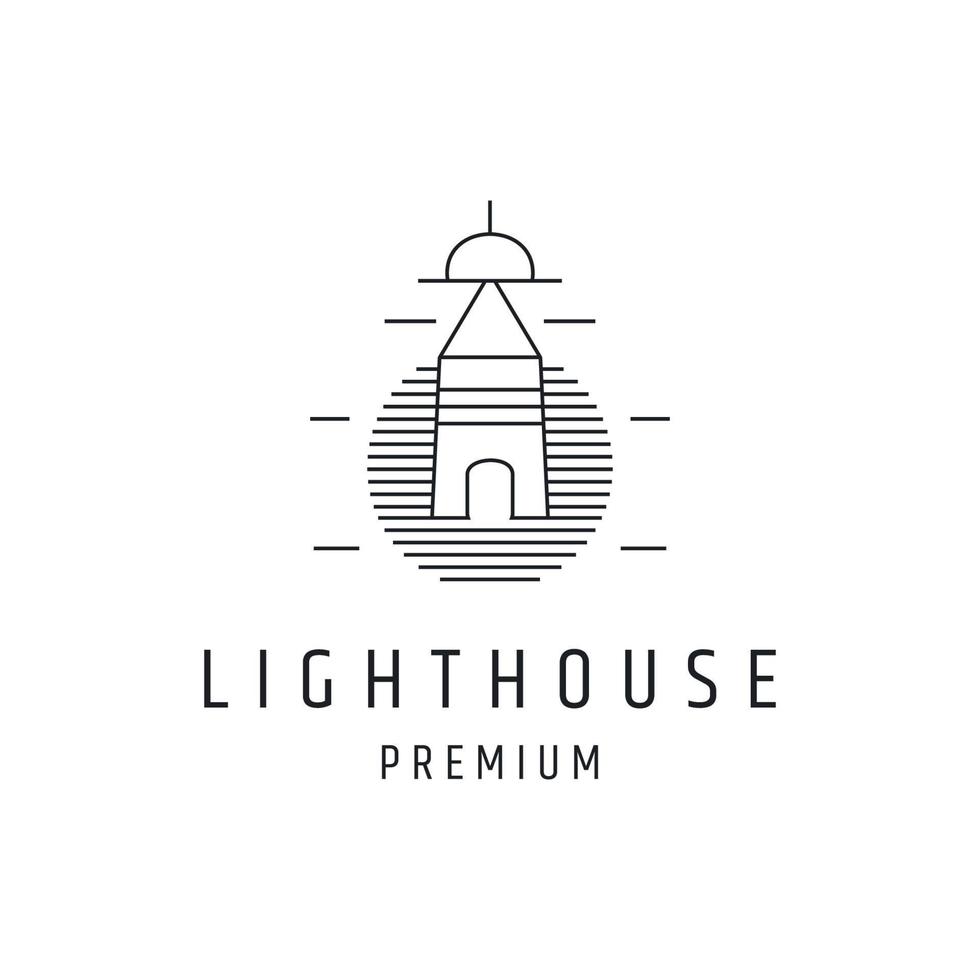 Light House Logo design with Line Art On White Backround vector