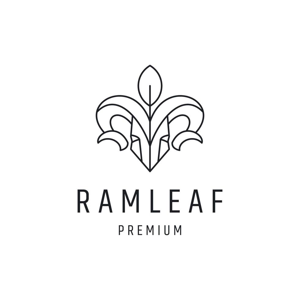 Ram Leaf Logo design with Line Art On White Backround vector