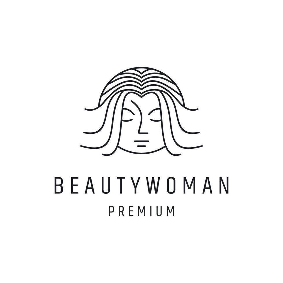Linear flat woman logo template on white backround vector