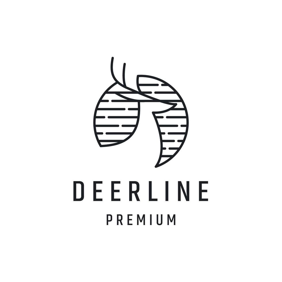 Deer Line Logo design with Line Art On White Backround vector