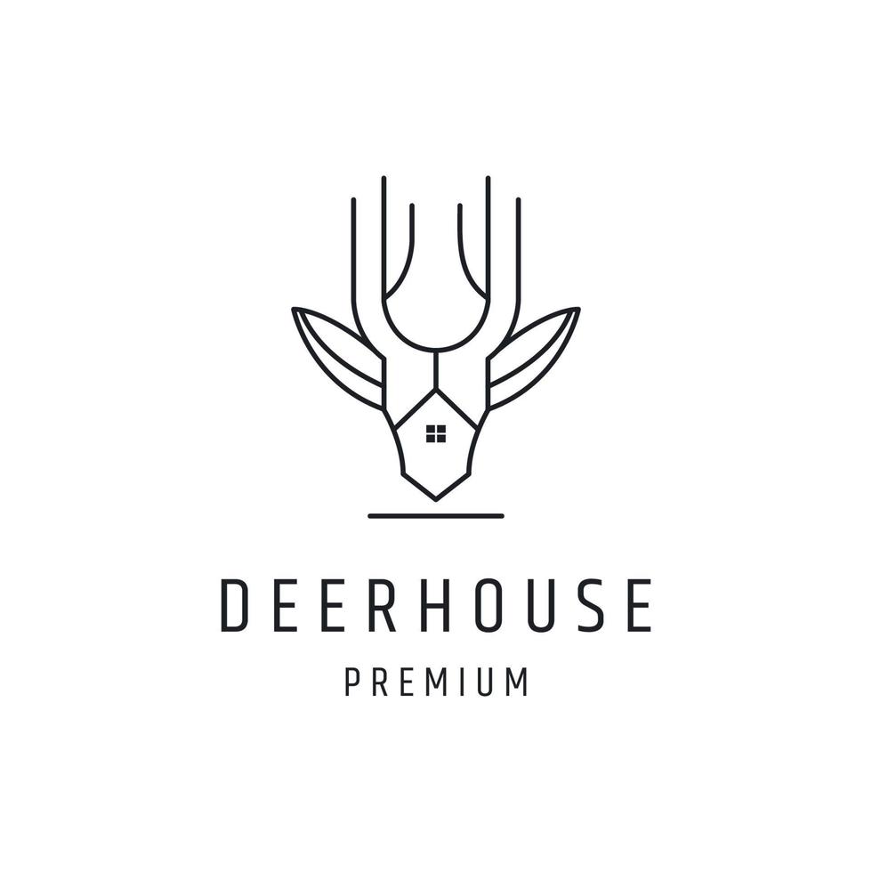 Deer House Logo design with Line Art On White Backround vector