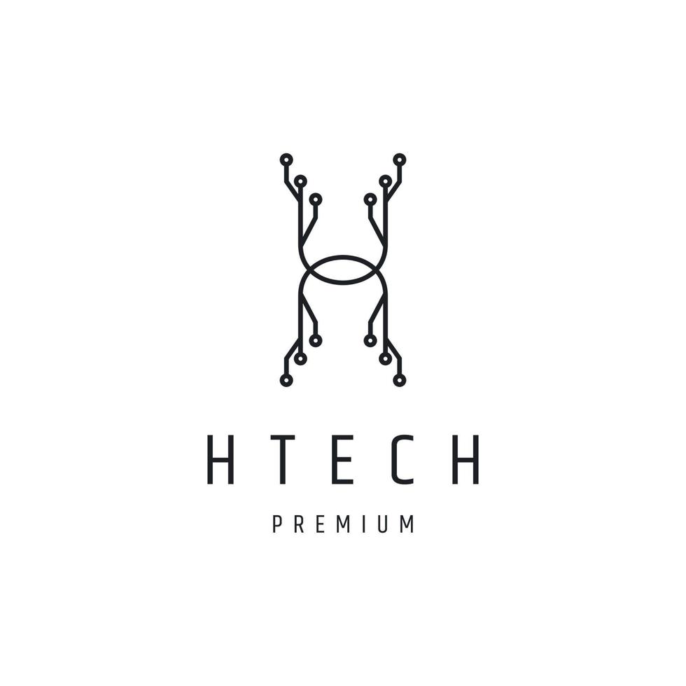 Abstract letter H logo tech design template linear style icon on white backround vector