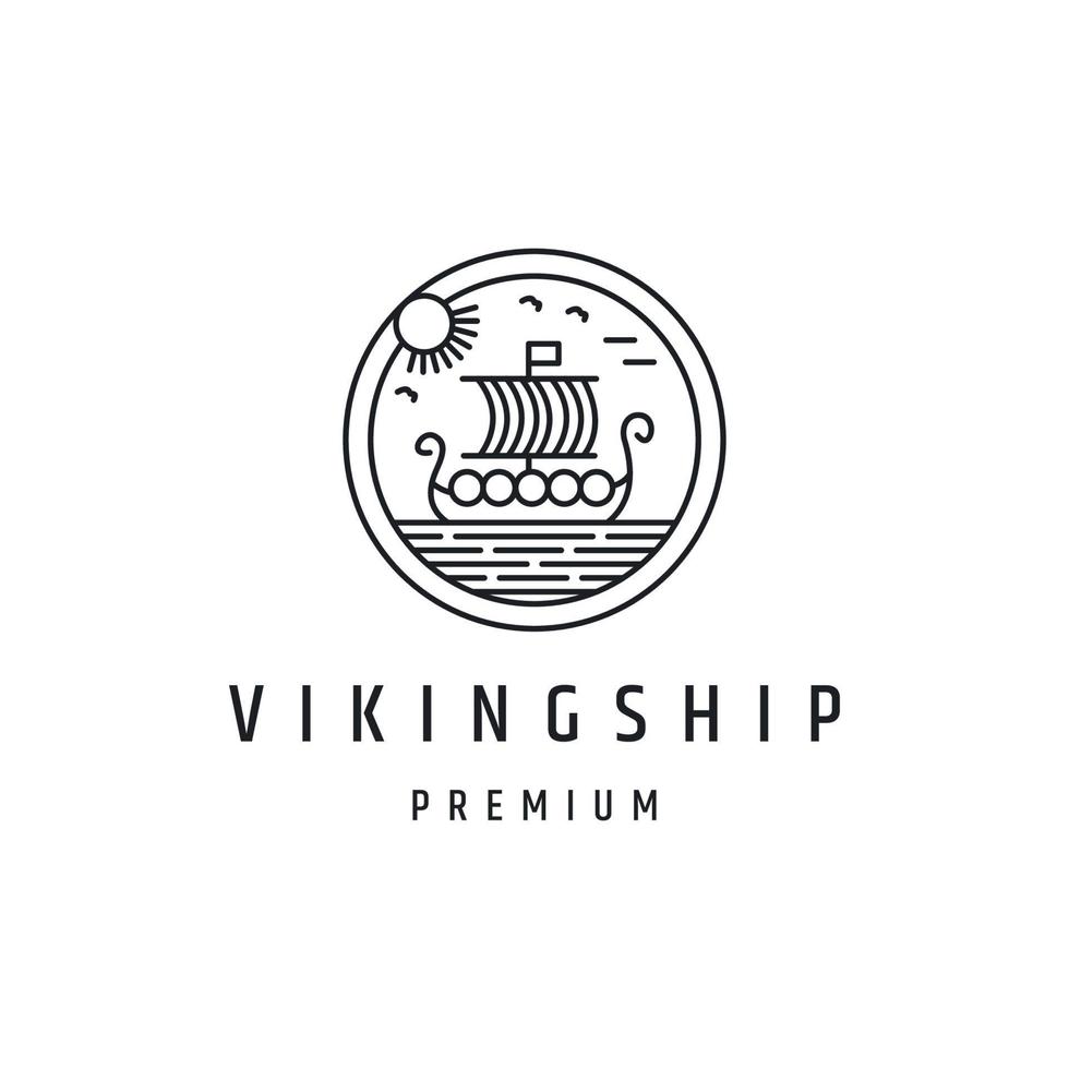 velero vikingo drakkar logotipo simple icono de estilo lineal en fondo blanco vector