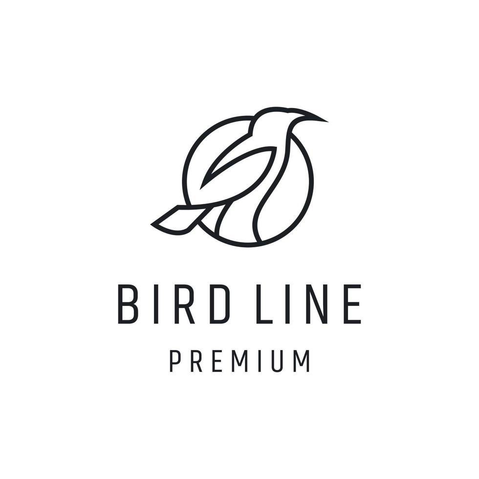 Bird line logo icon flat design template vector