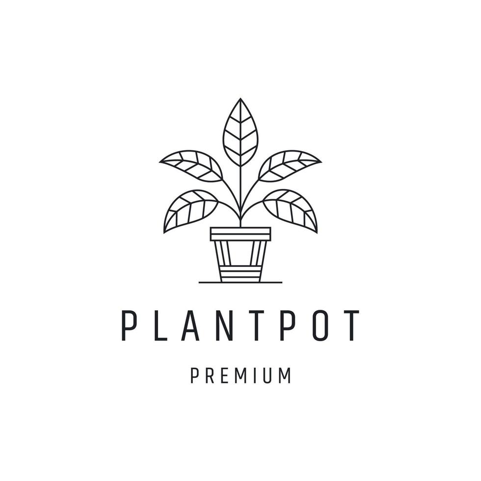 Plant Pot Logo design with Line Art On White Backround 8552762 Vector
