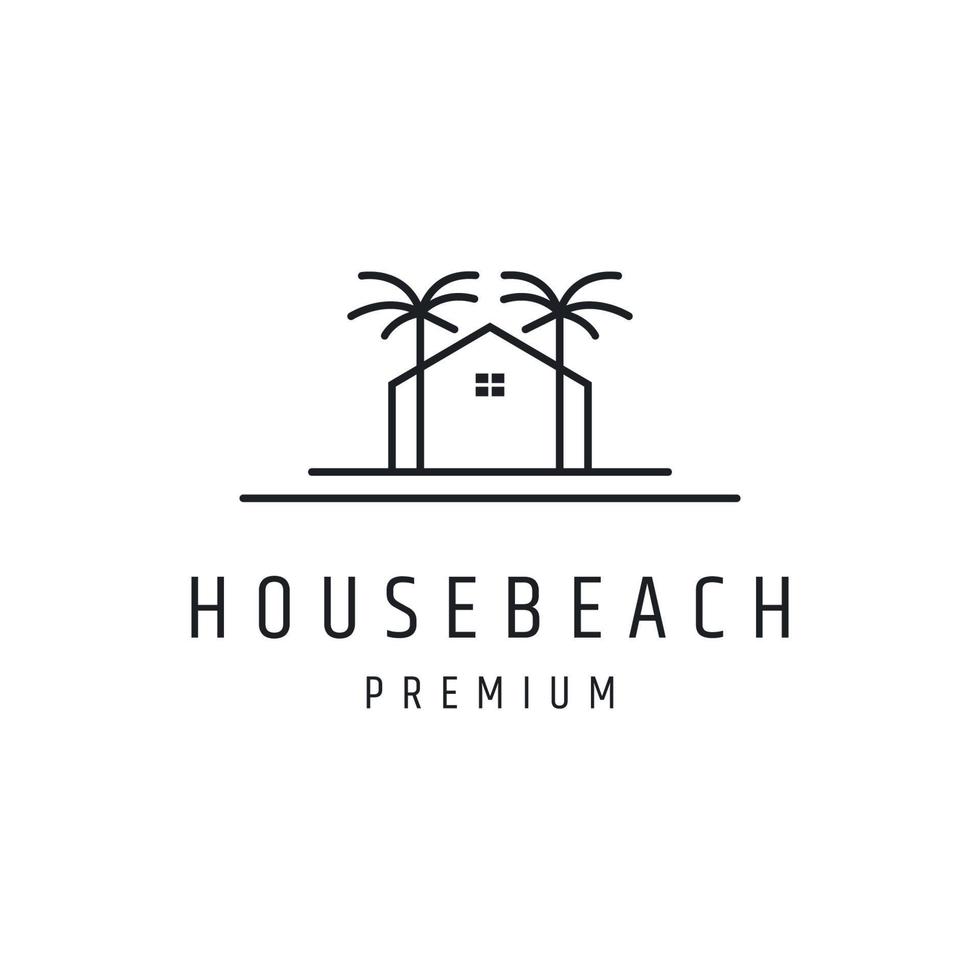 House Beach Logo design with Line Art On White Backround vector