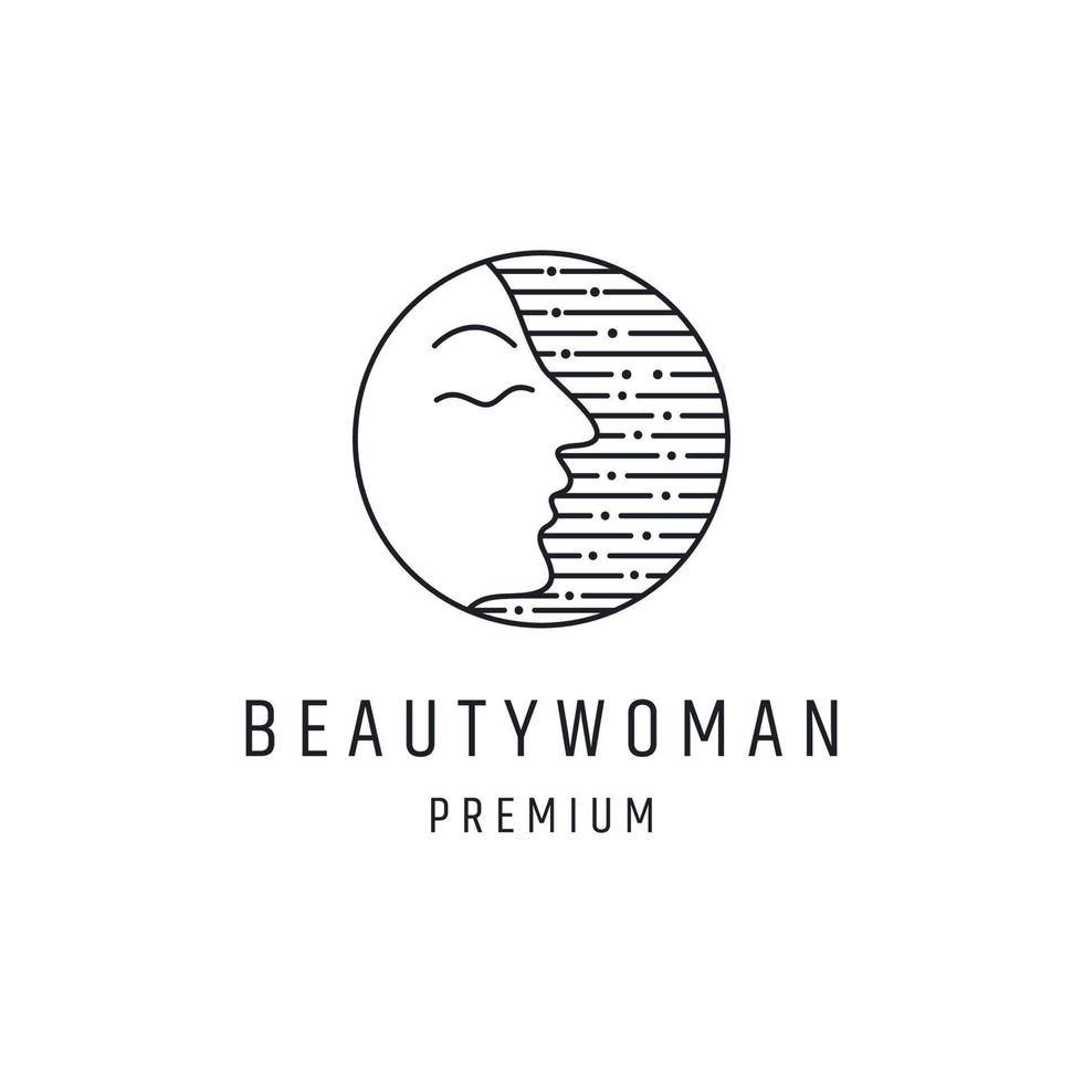 Linear flat woman logo template on white backround vector