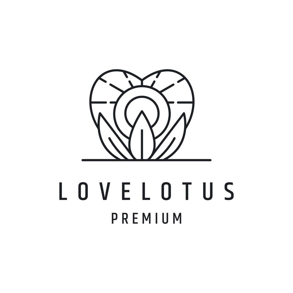 icono de estilo lineal del logotipo de loto de amor en el fondo blanco vector