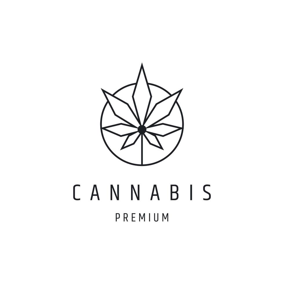 icono de estilo lineal del logotipo de cannabis en el fondo blanco vector