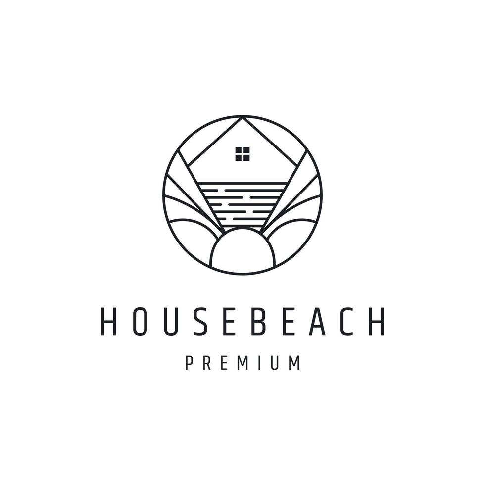 casa playa logo vector icono ilustración estilo lineal icono sobre fondo blanco