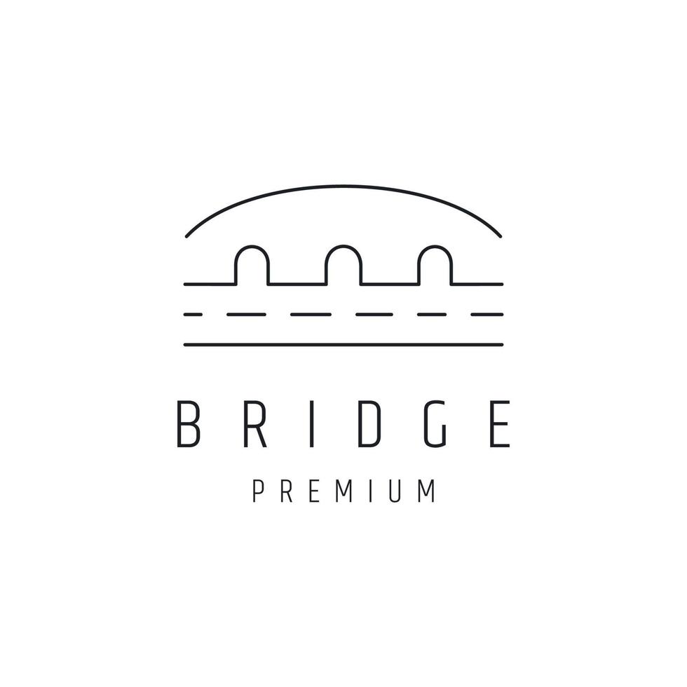 puente logo vector icono ilustración línea contorno monoline en fondo blanco