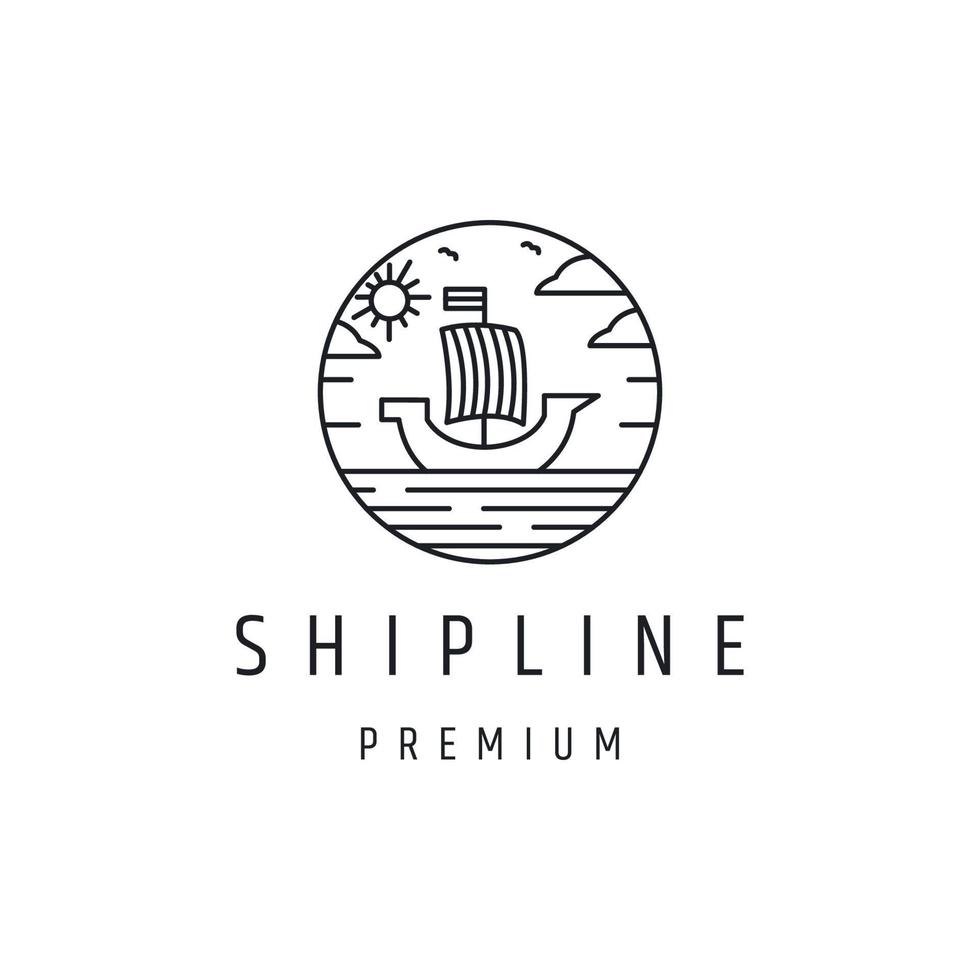 Cruise ship logo icon design template linear style icon in white backround vector