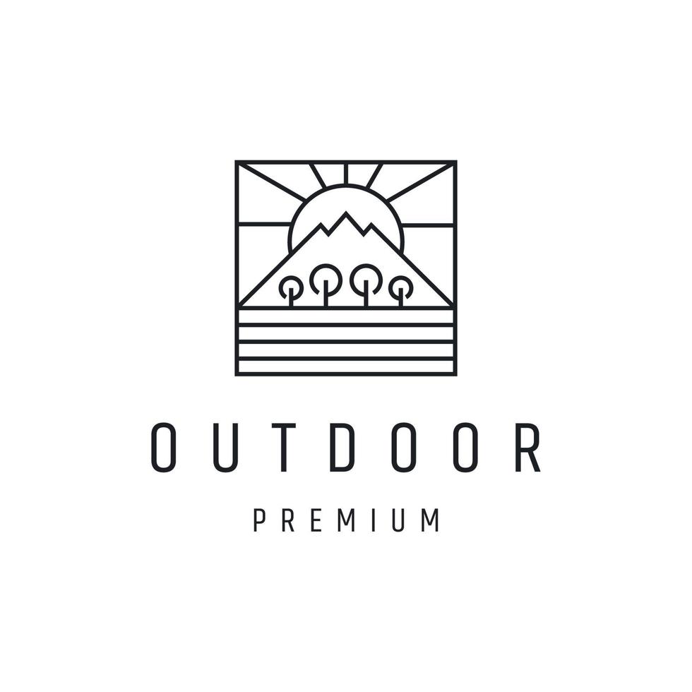 Outdoor logo design template linear style icon in white backround vector