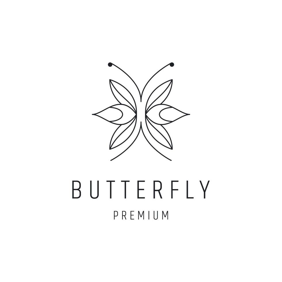 estilo lineal del logotipo de mariposa en el fondo blanco vector